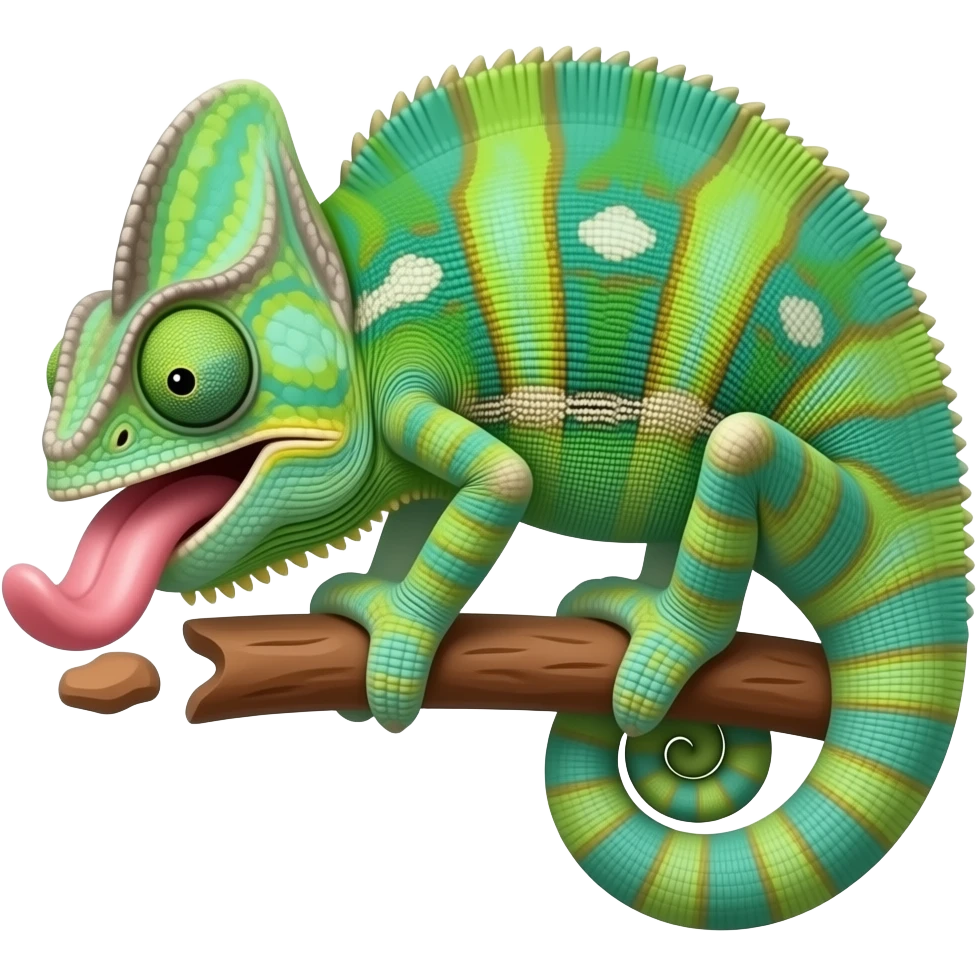 chameleon sticking its tongue out at the butt emoji