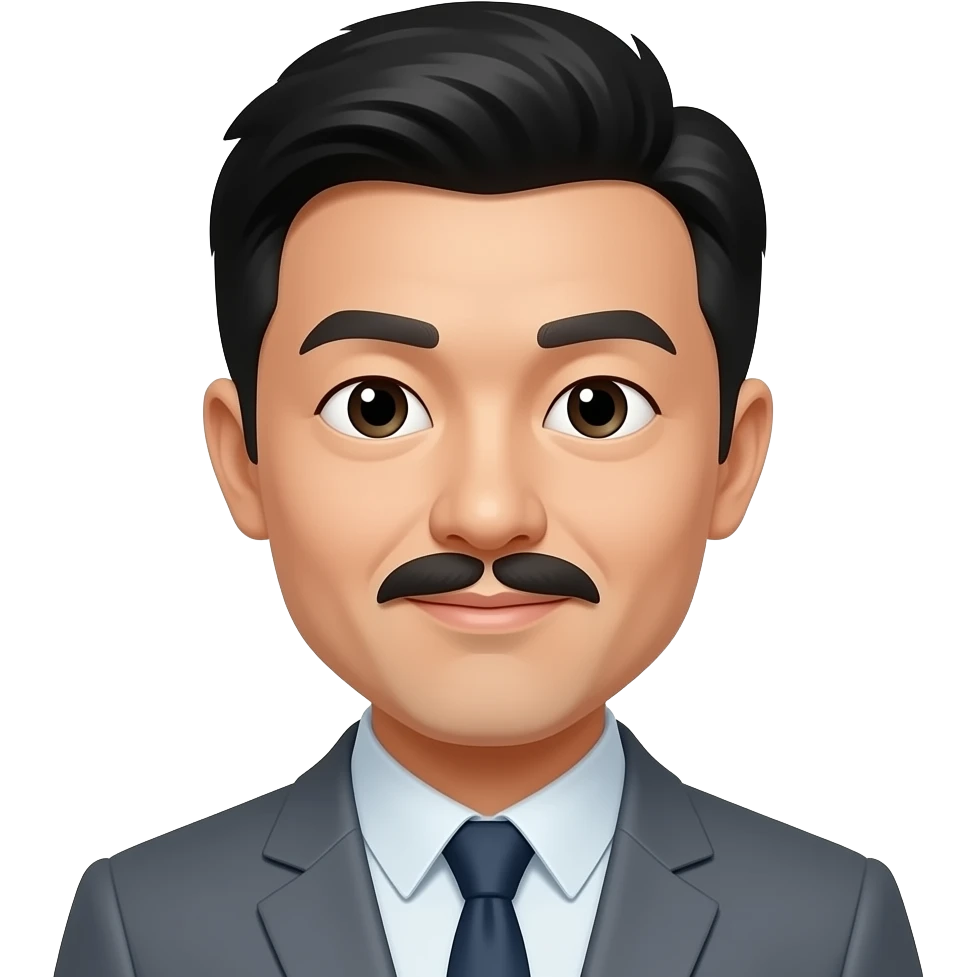 Chinese guy with smal eyes and mustage emoji