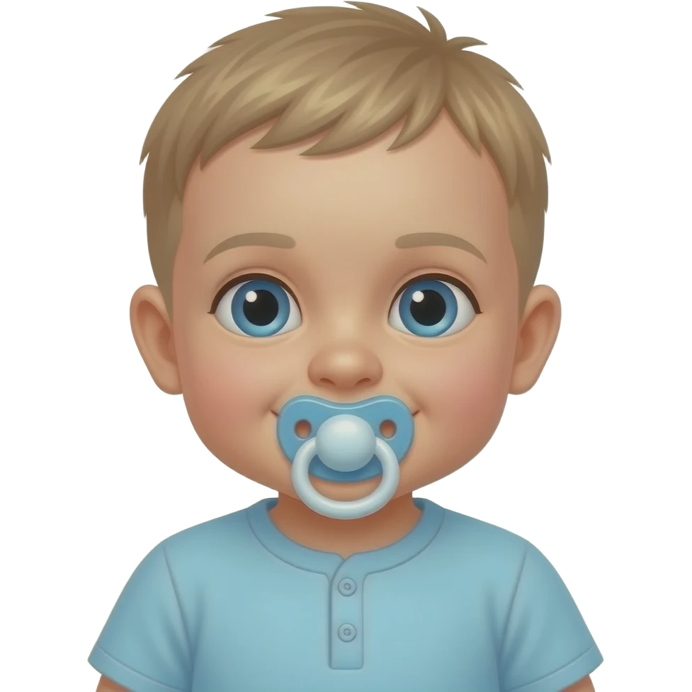 a baby boy blonde hair with a pacifier emoji