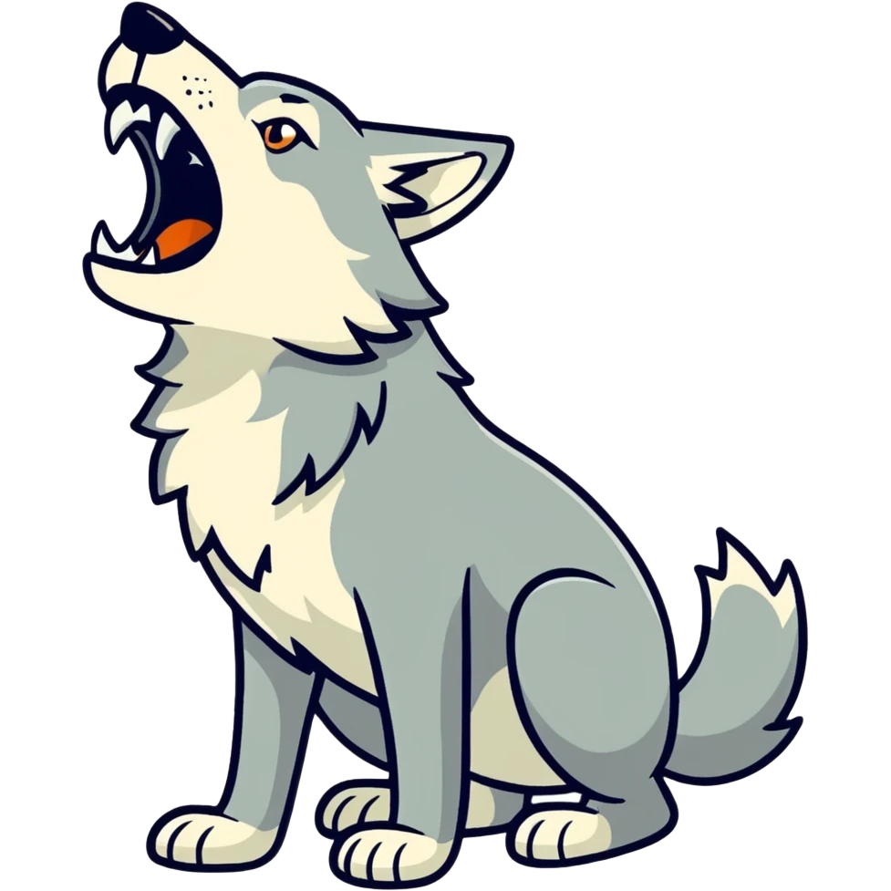 A cartoon wolf howling emoji