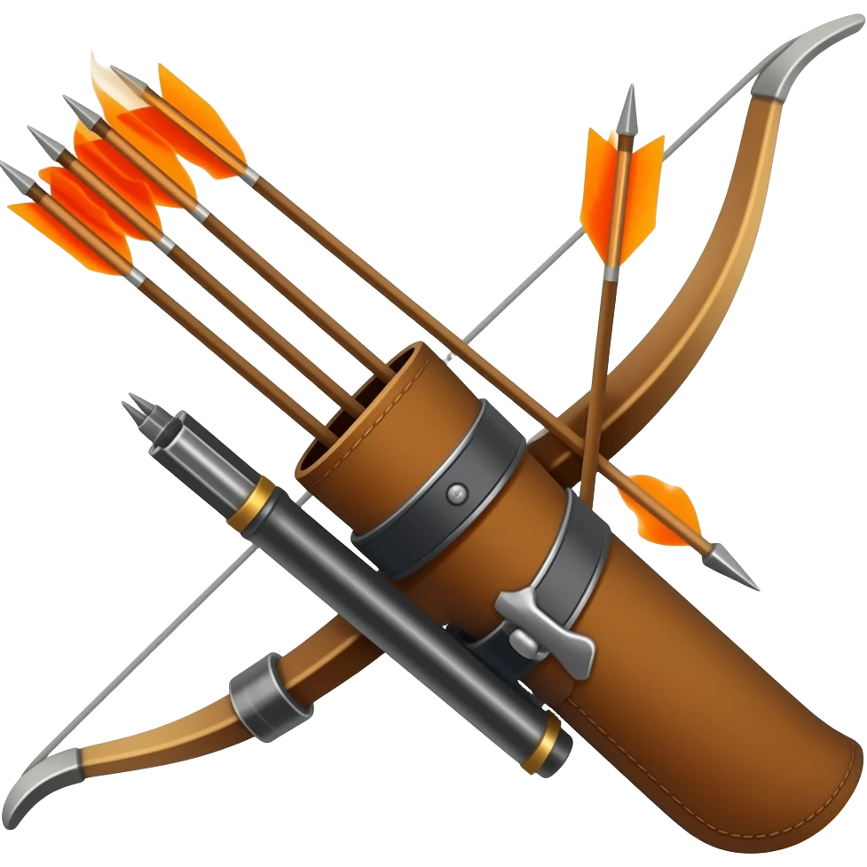 archery bow with quiver and arrows with fire emoji