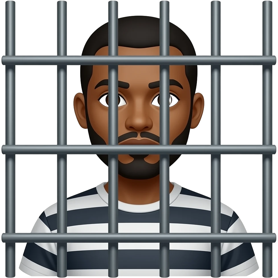 détenus noir en prison derrière les barreaux emoji