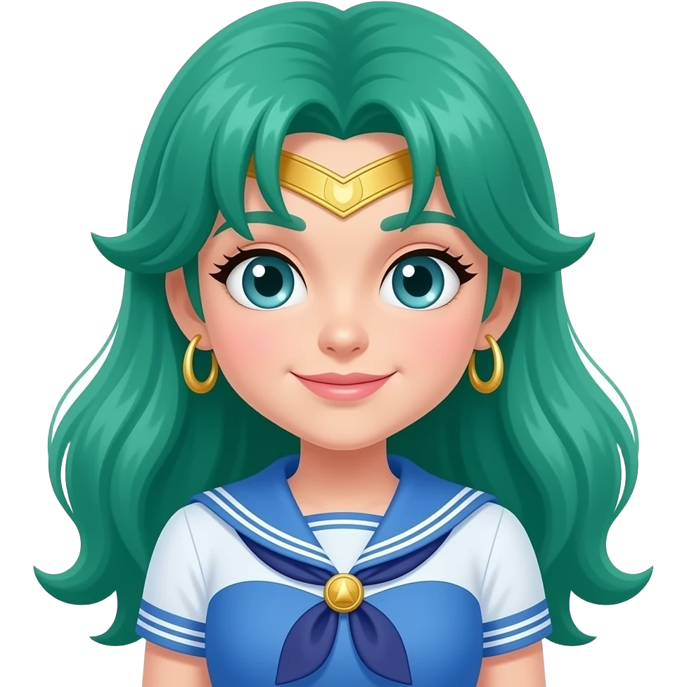 Sailor Neptune green hair blue dress emoji