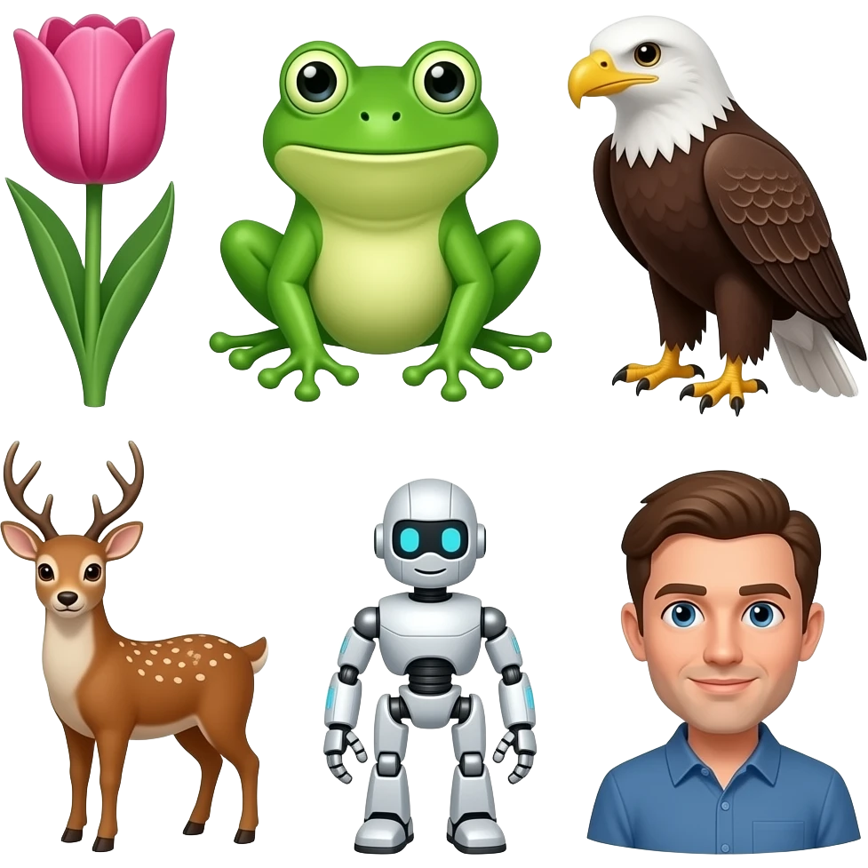 🌷🐛🐸🦅🦌🦈👨🤖 emoji