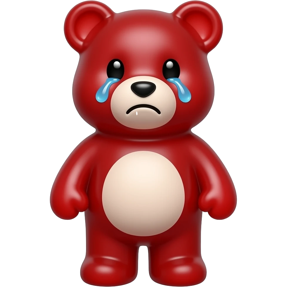 i want a sad and crying gummy bear without background, it's red emoji
