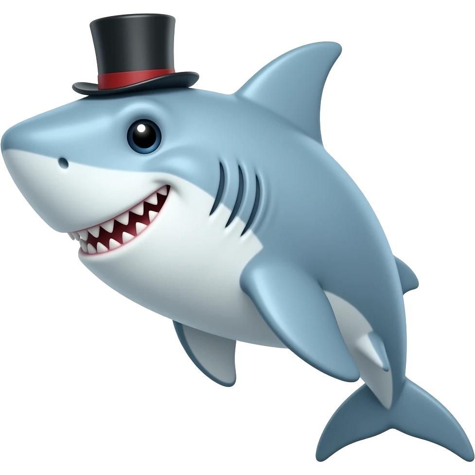 Shark with a top hat emoji