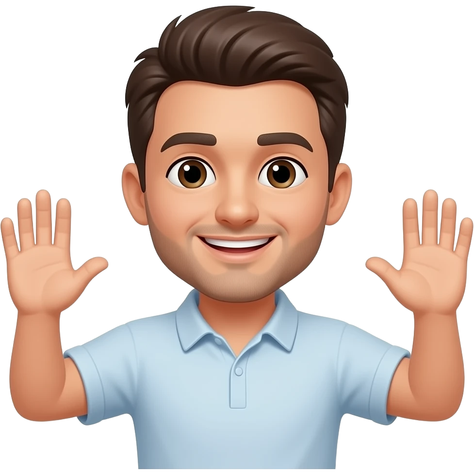 de una hombre con las manos para arriba emoji