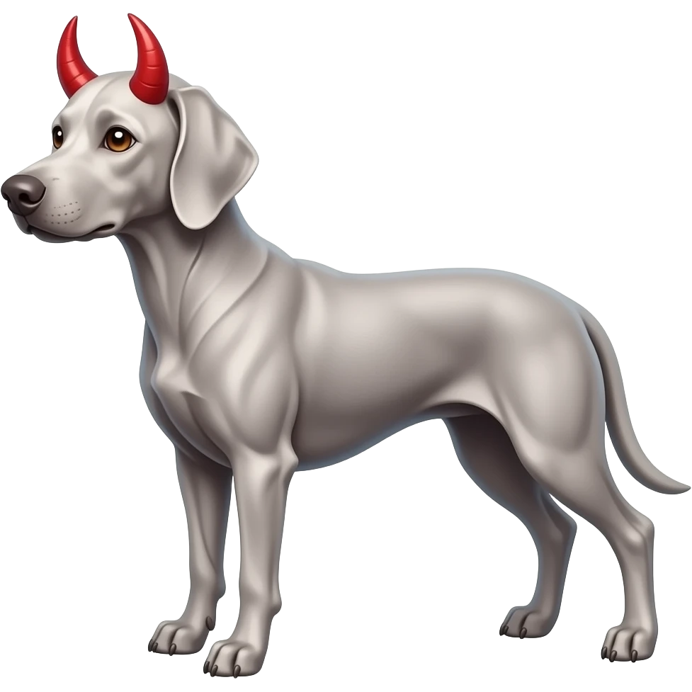 Shiny Silver weimeraner with devil horns emoji