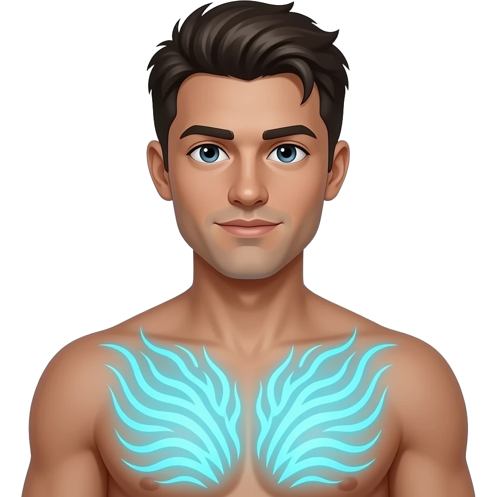 a man with magical chest hair emoji