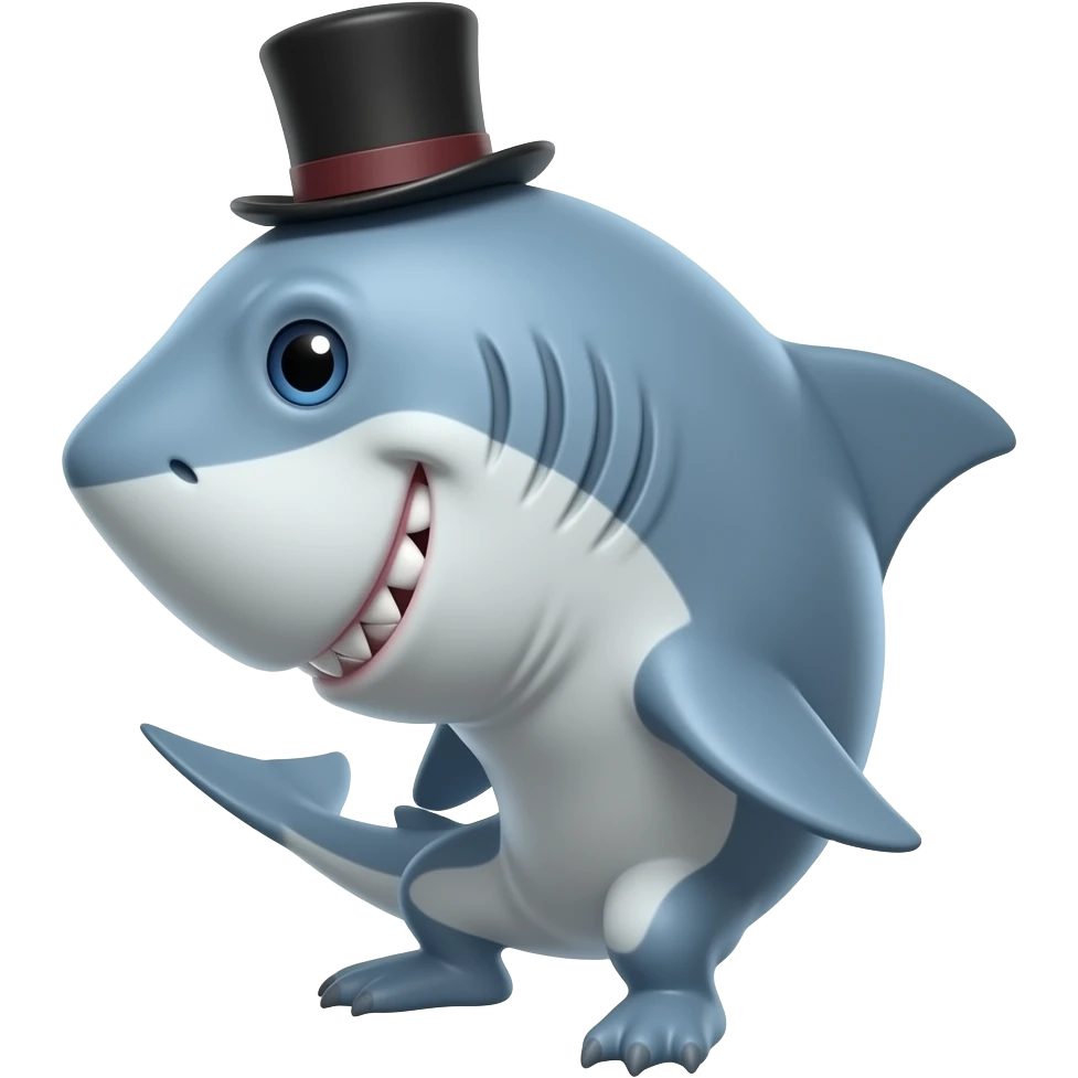 Shark with a top hat emoji