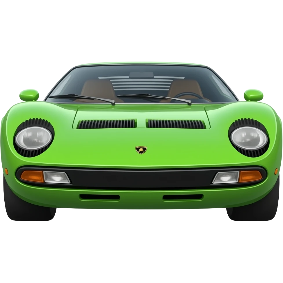 acid fluo green lamborghini miura front, hyper real, highly detailed emoji