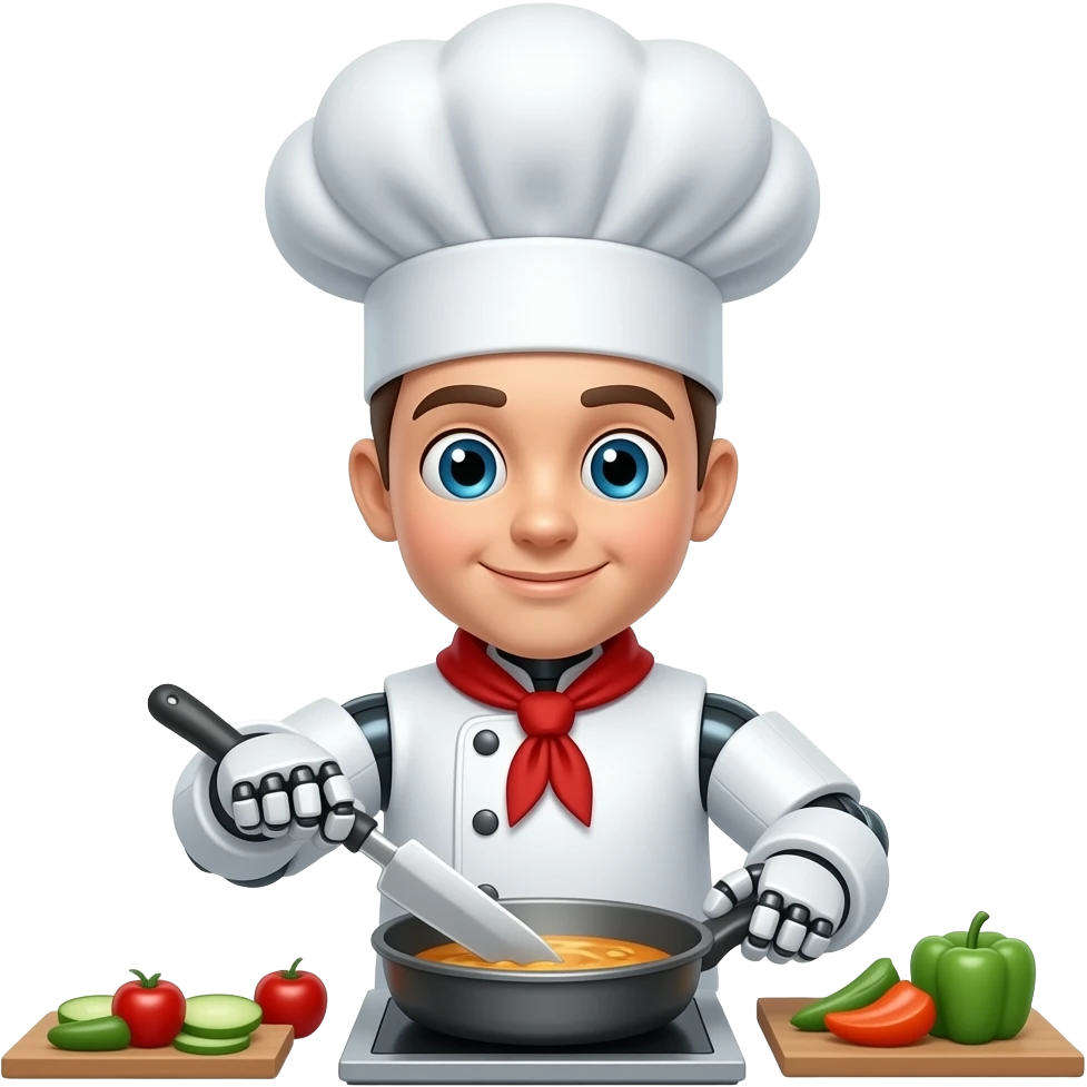 robot chef cooking let's cook emoji