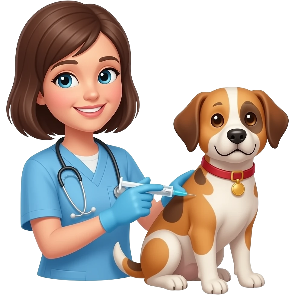 veterinaria mujer  vacunando a perro emoji