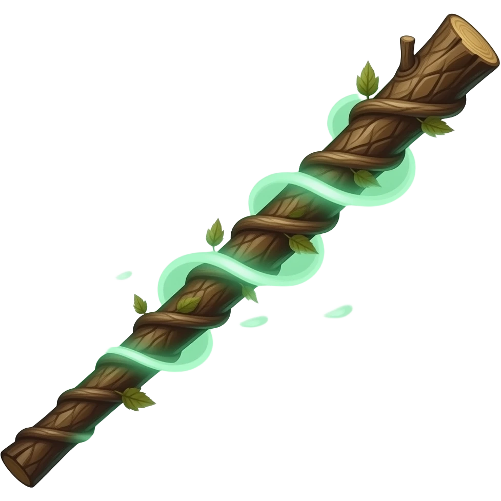 A magical mist pine wand for a forest witch emoji