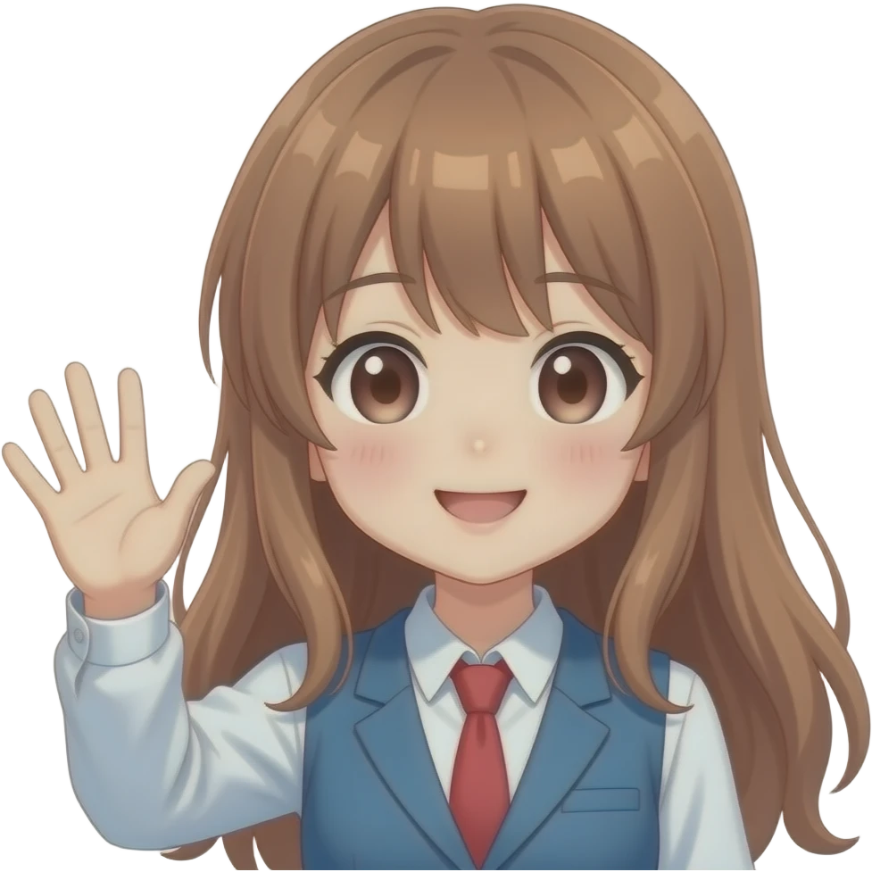 Anime character saying hello emoji