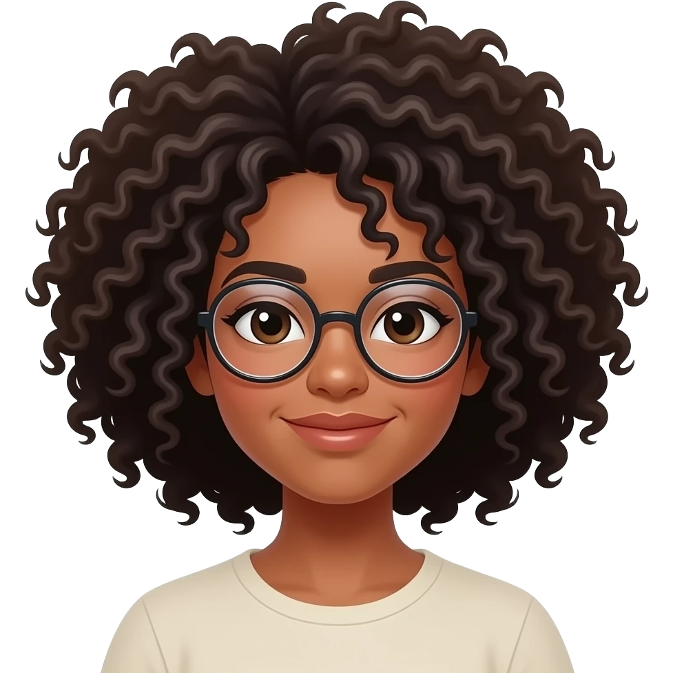 Curly afroWoman More curly hair round glasses emoji
