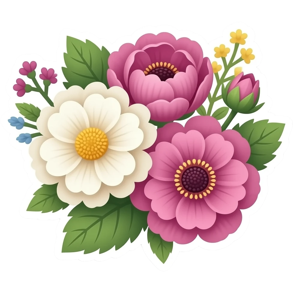 Create pressed real flowers sticker emoji