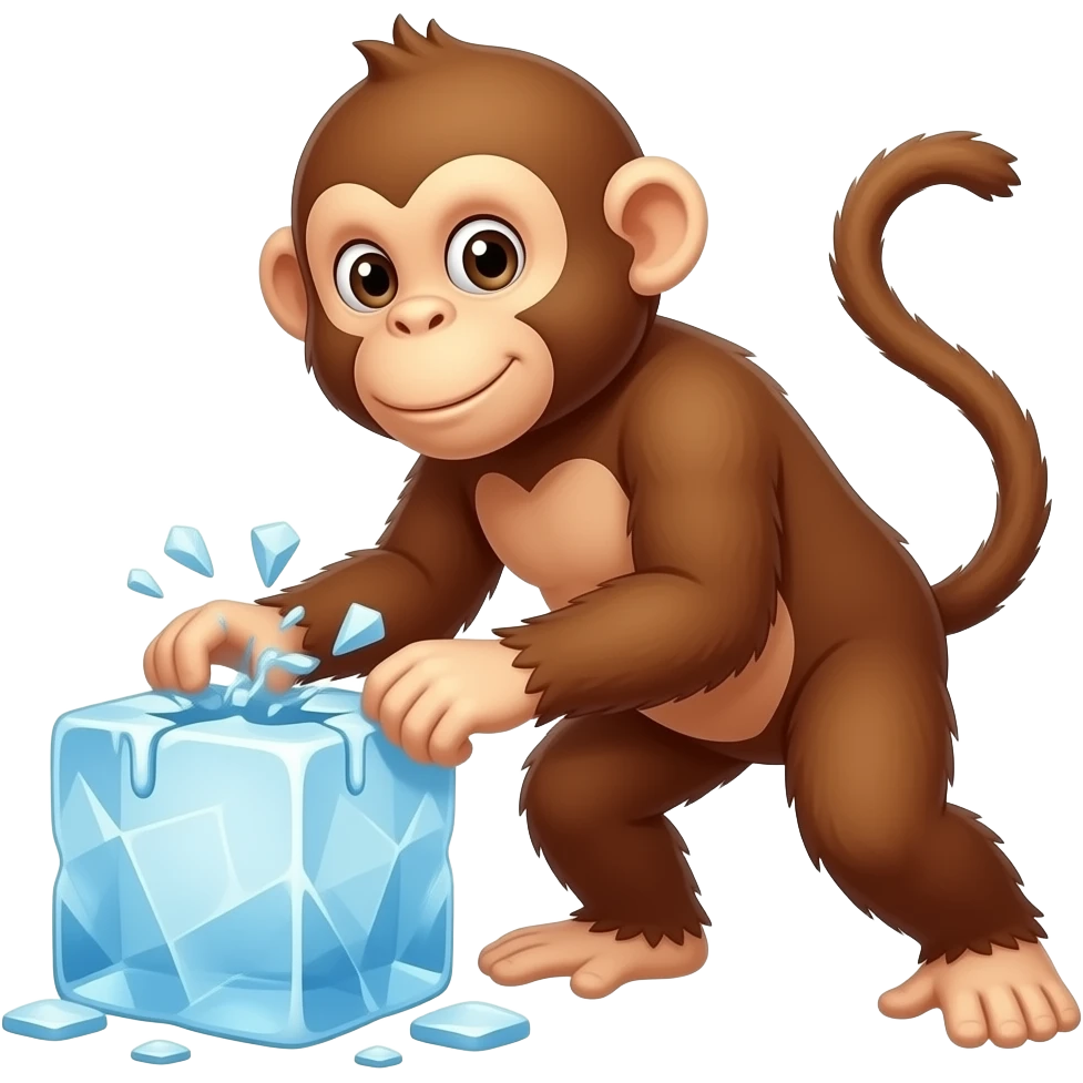 Monkey breaking ice emoji