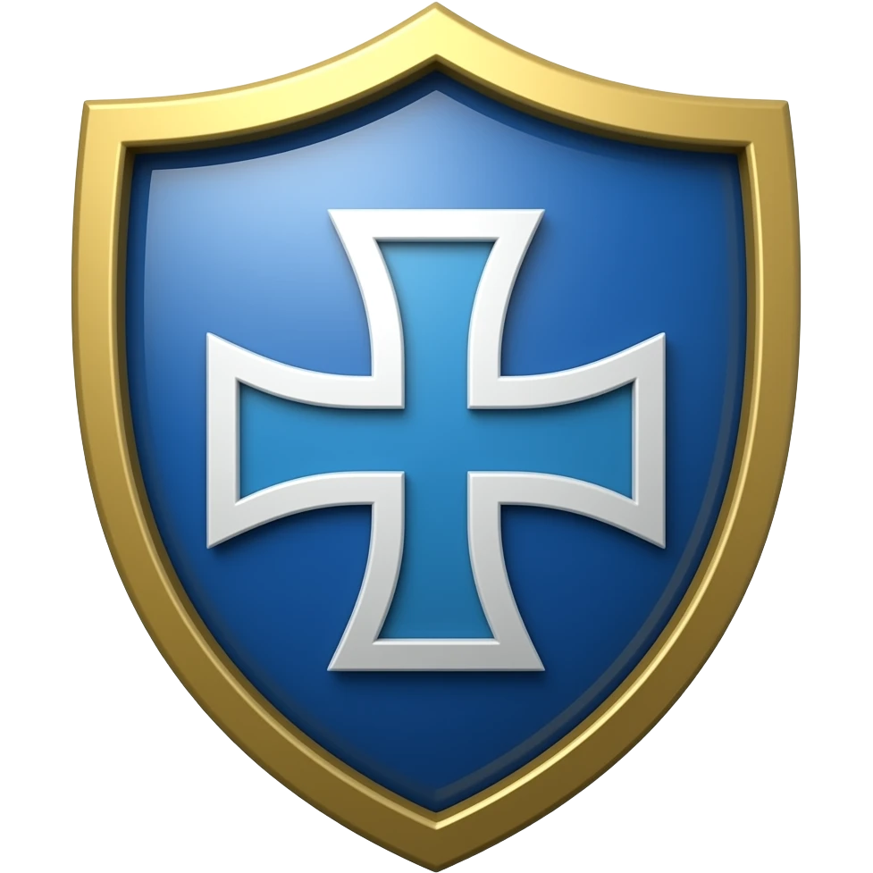 Jerusalem cross on shield emoji