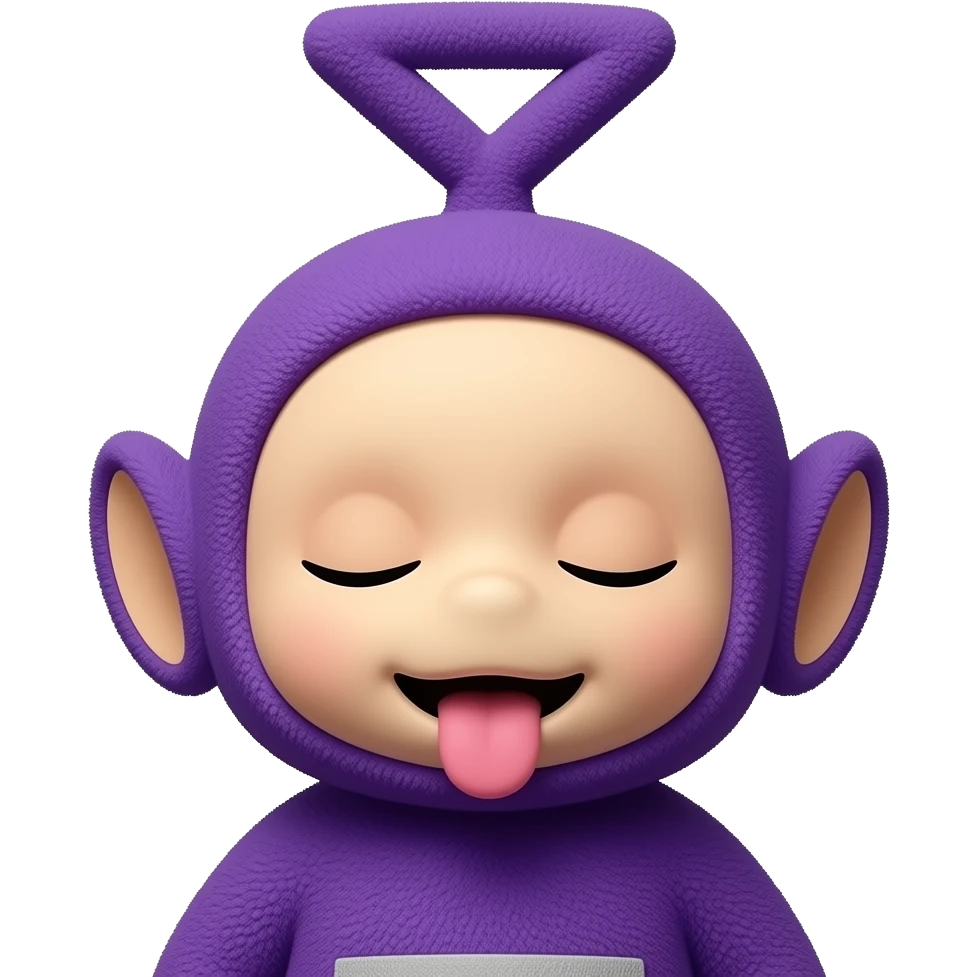 teletubby sleeping with it's tongue out emoji