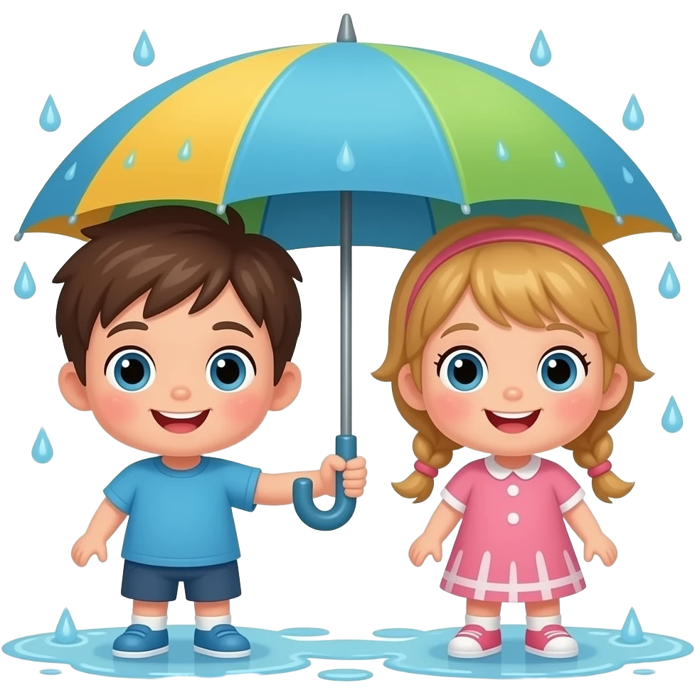 Children raining emoji