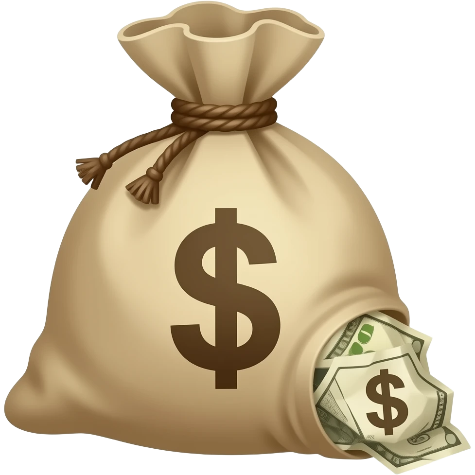 money sack, with little glimpse of moey emoji