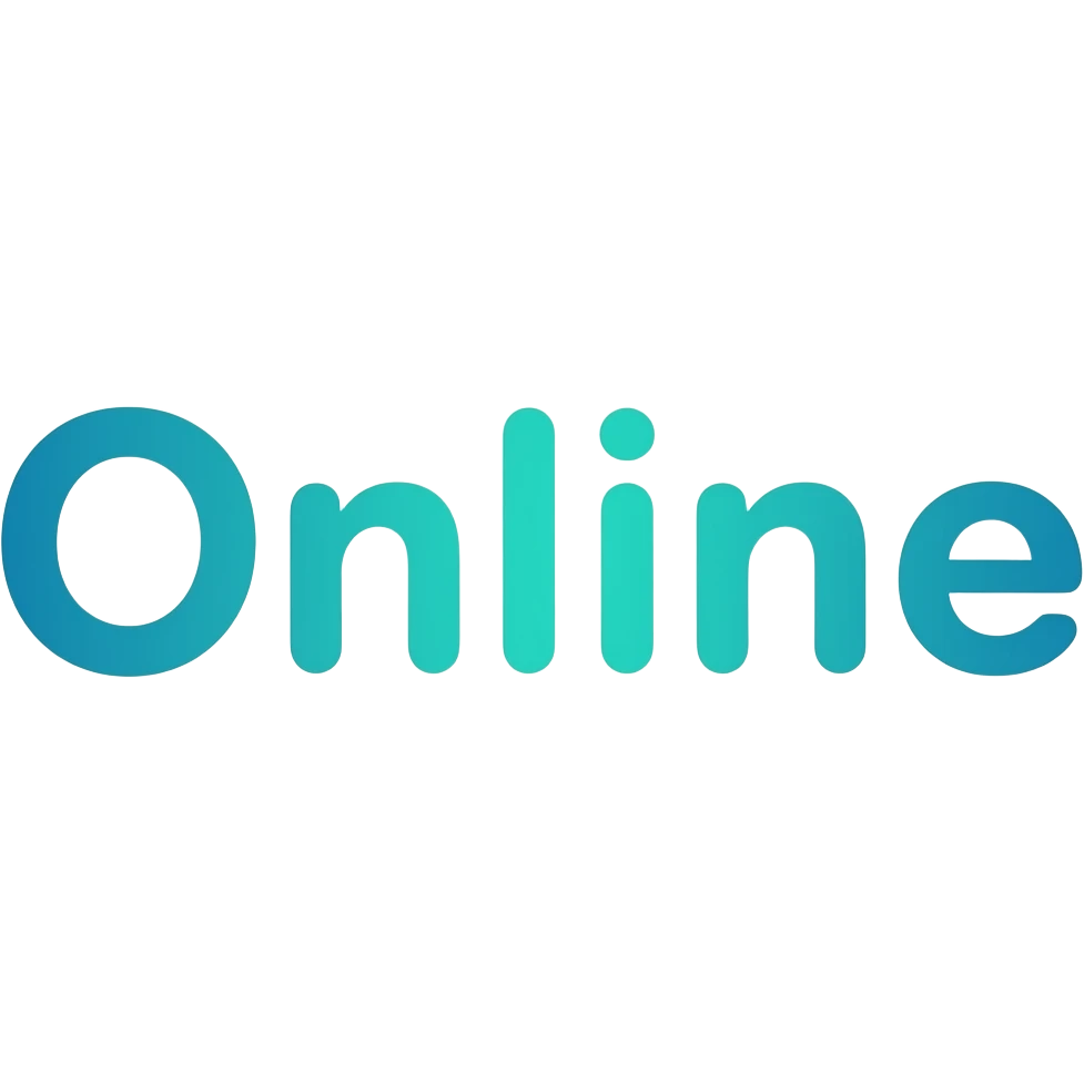 The word 'Online' that's glowing blue green ombre with no background emoji