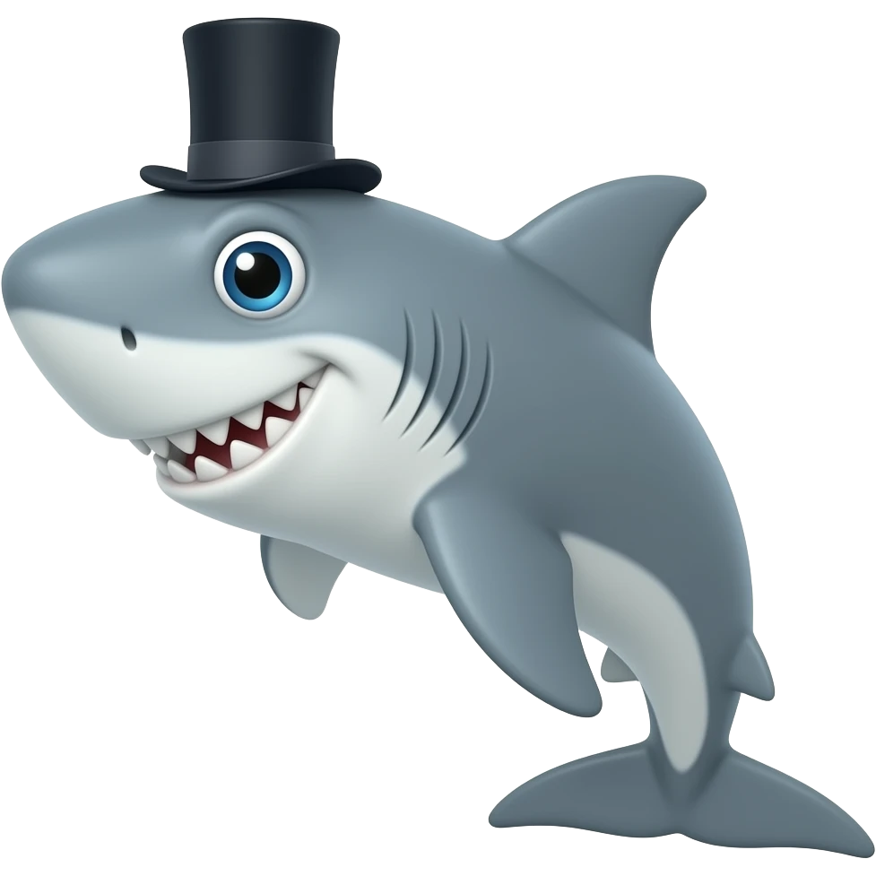 Shark with a top hat emoji