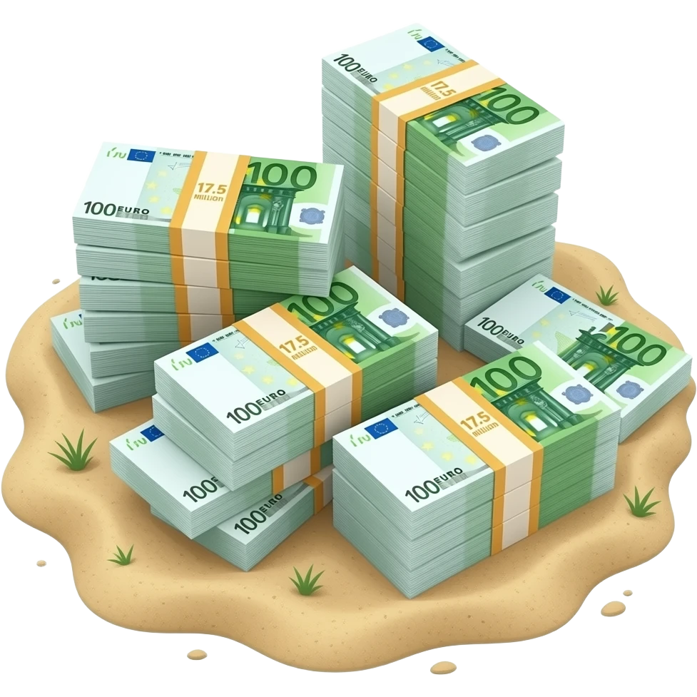 17,5 million euro placed in the sand emoji