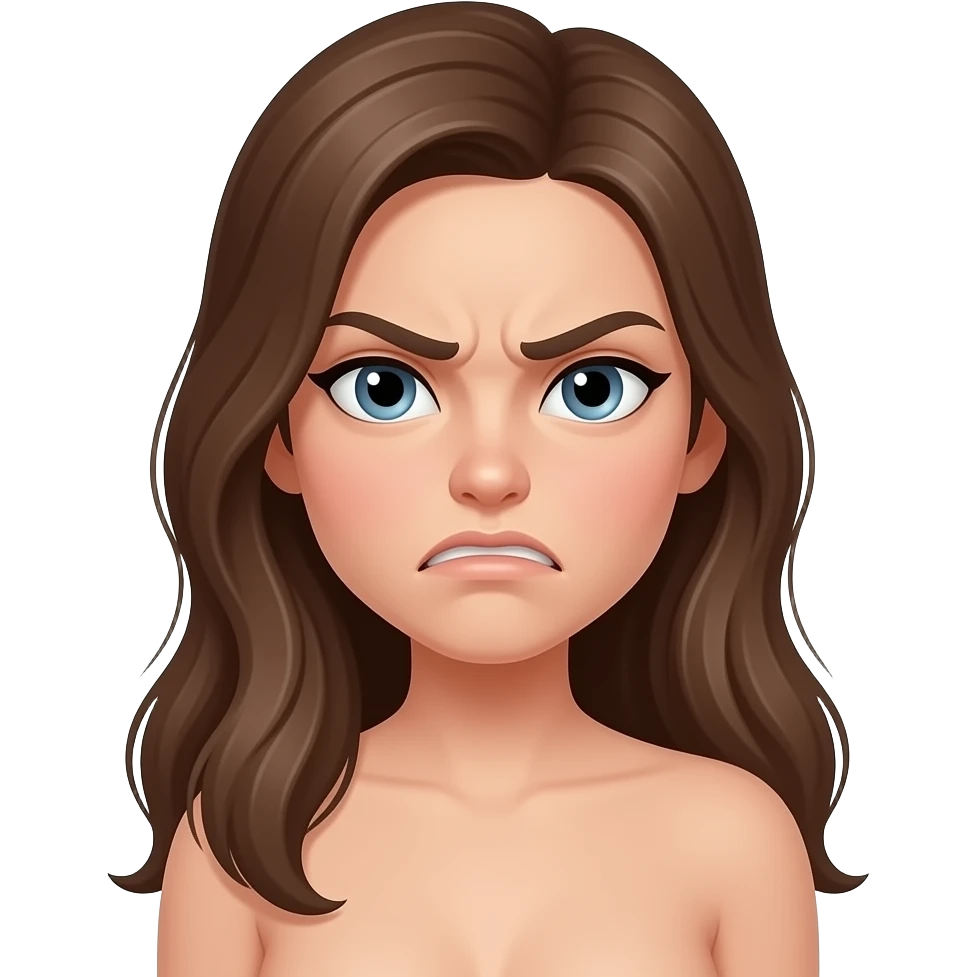 Girl long hair naked bored annoyed angry emoji