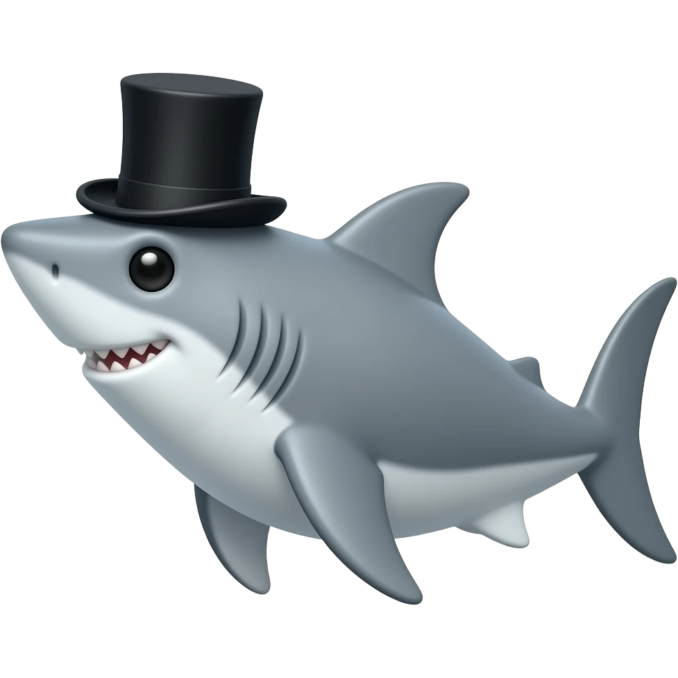Shark with a top hat emoji