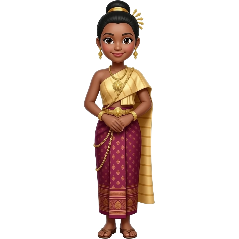 Create a Thái đen woman wearing traditional costume with whole body emoji