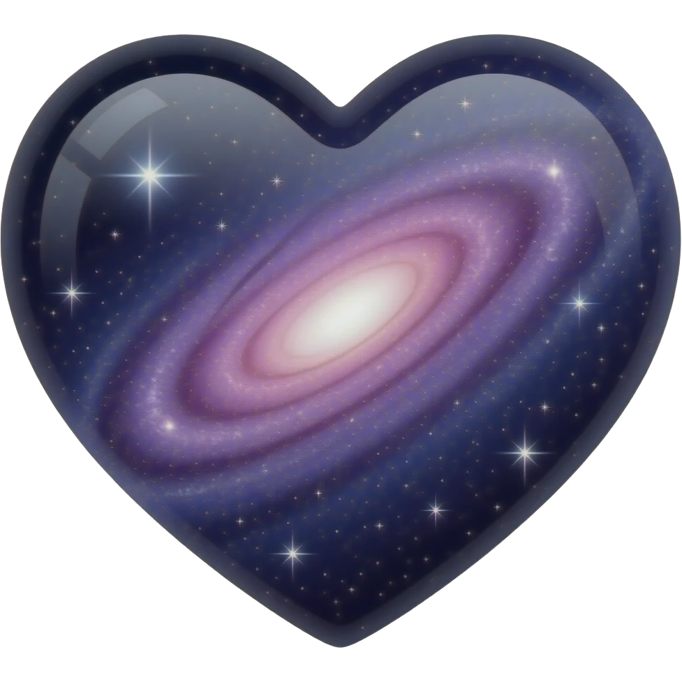 elegant glass navy lavender conceptual galaxy heart emoji