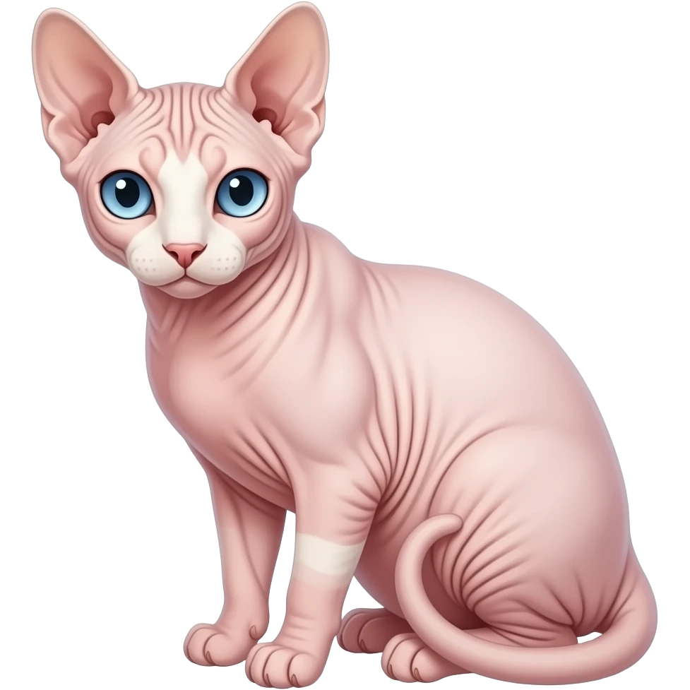 Pink Sphynx cat with blue eyes sitting emoji