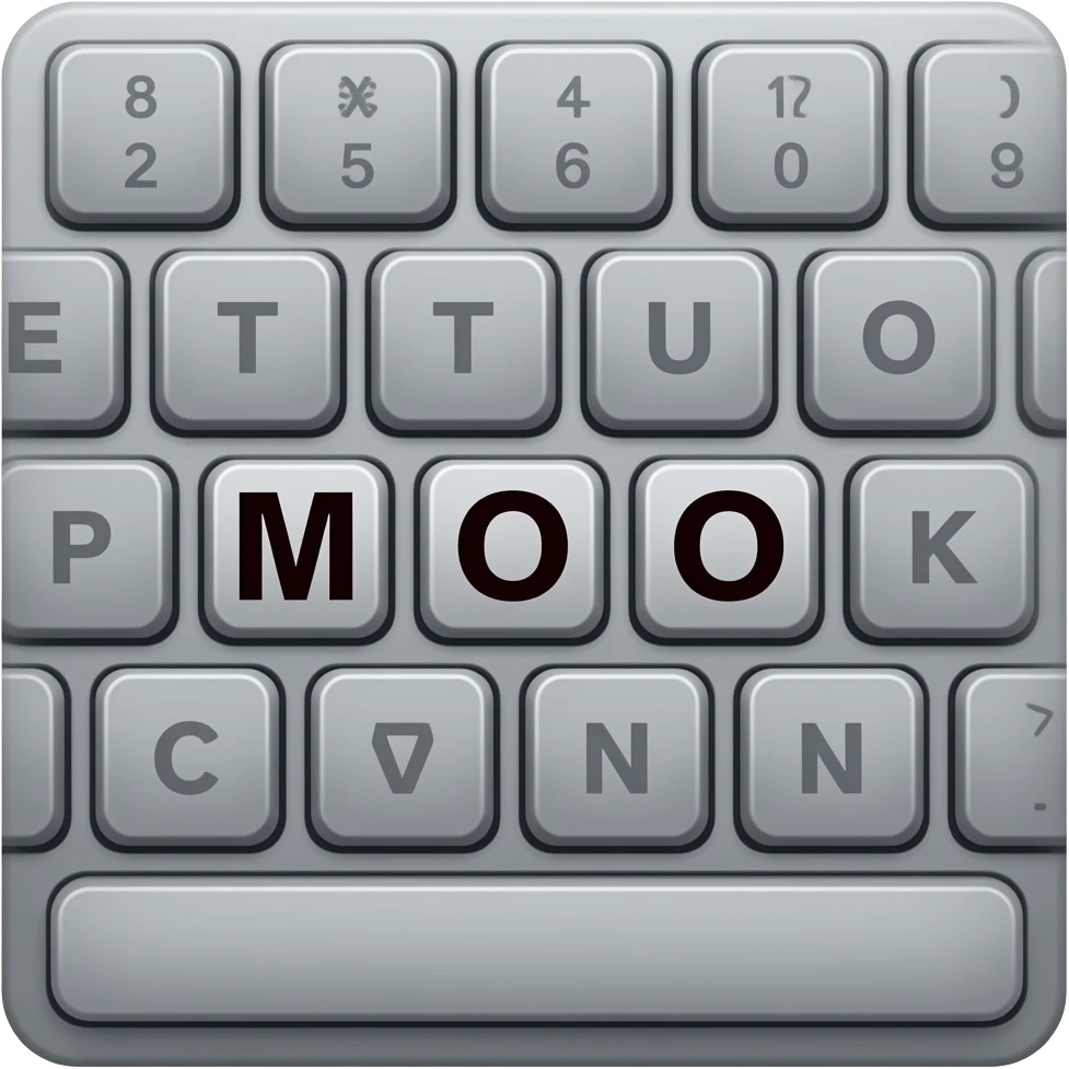 the word "Moo!" typed emoji