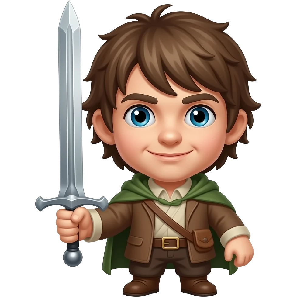 Frodo the hobbit with sword emoji