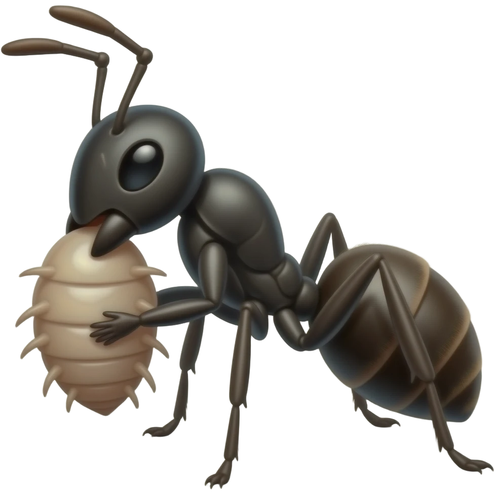 Ants holding their larvae emoji