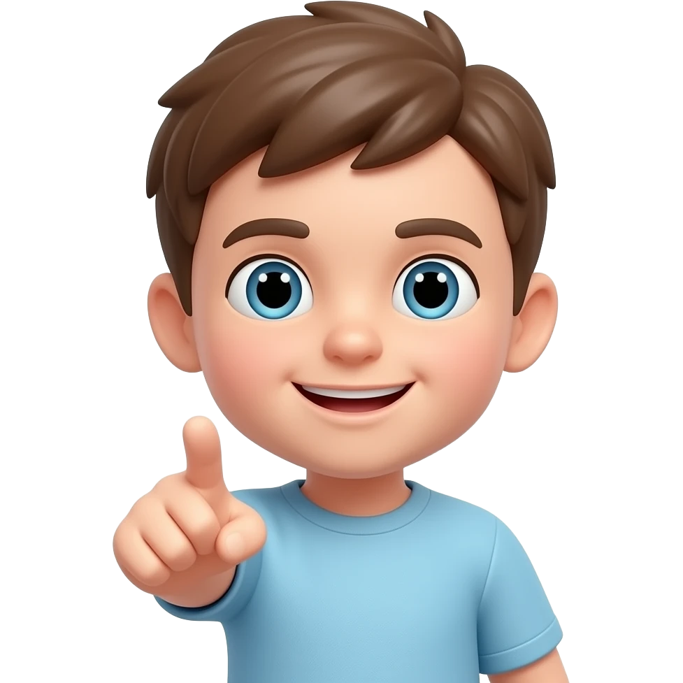 3D boy pointing emoji