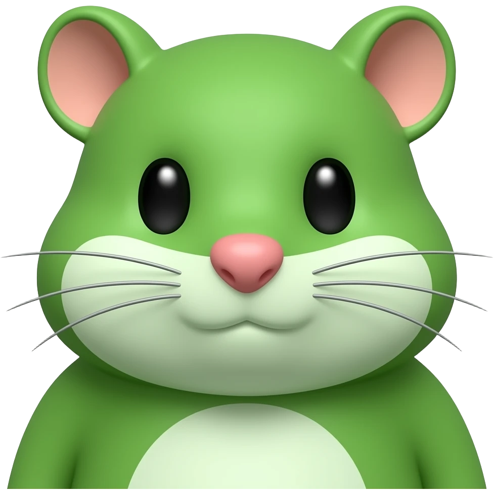 A dude that is green and shaped like a hamster emoji