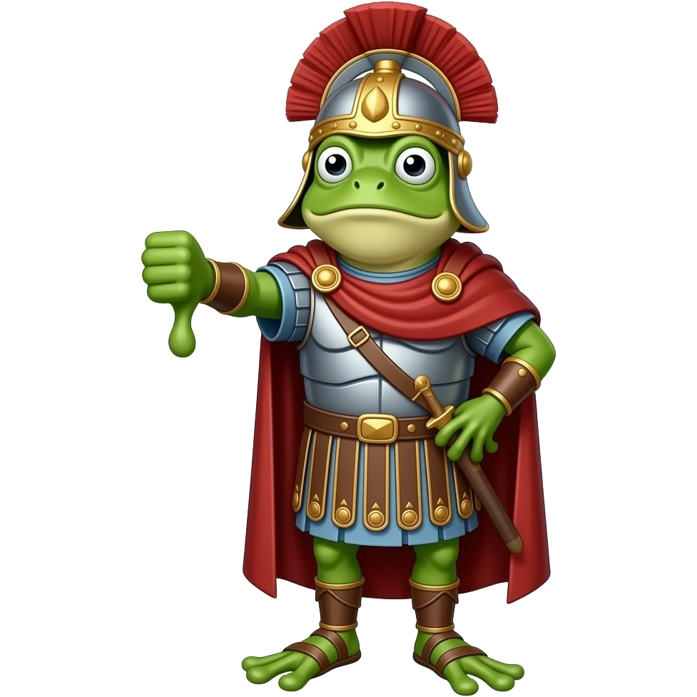 Judgmental Roman emperor frog giving thumbs down emoji