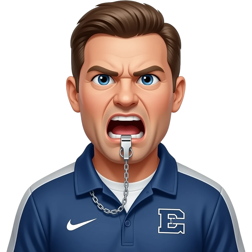 Coach Crusher     Angry football coach screaming motivational insults. emoji