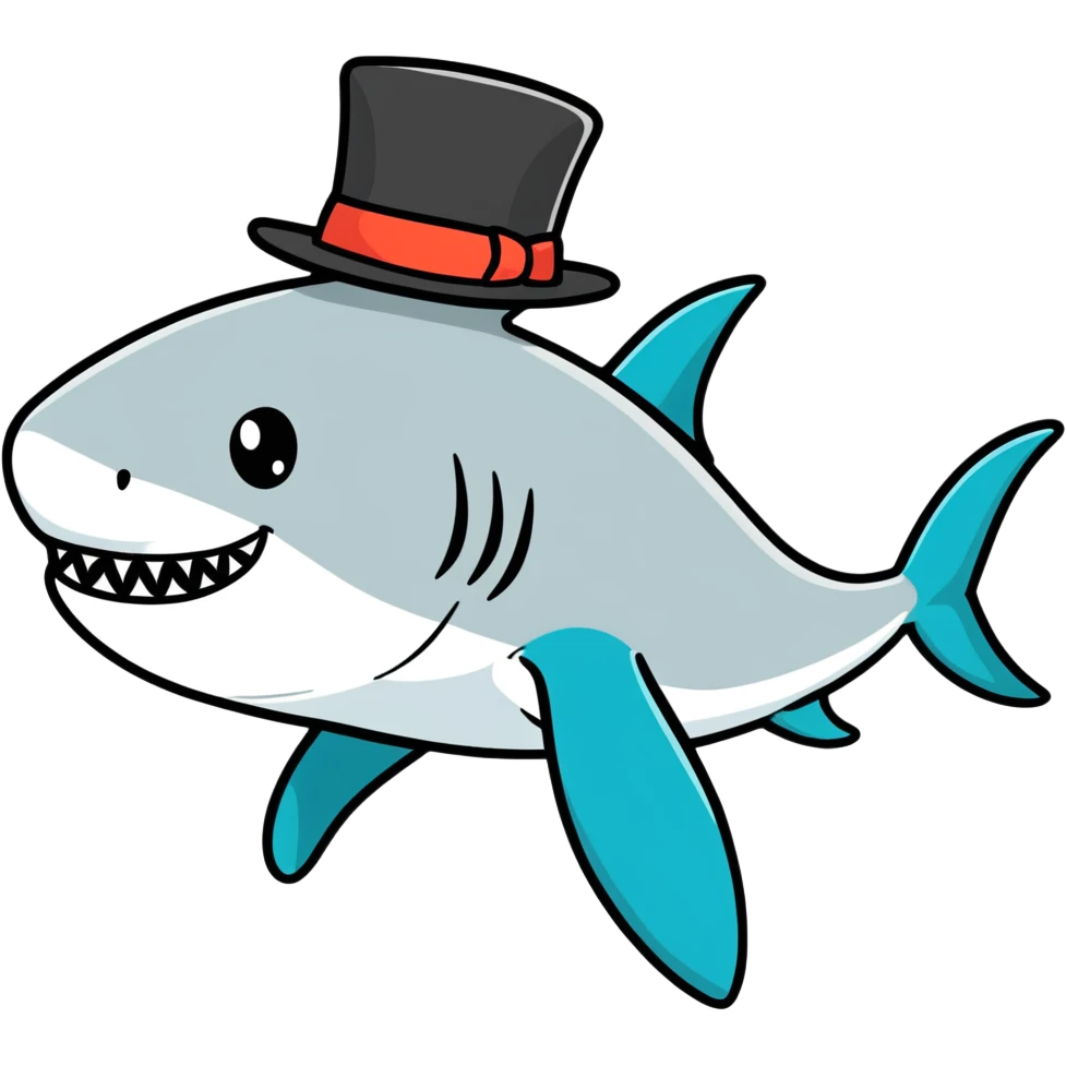 Shark with a top hat emoji