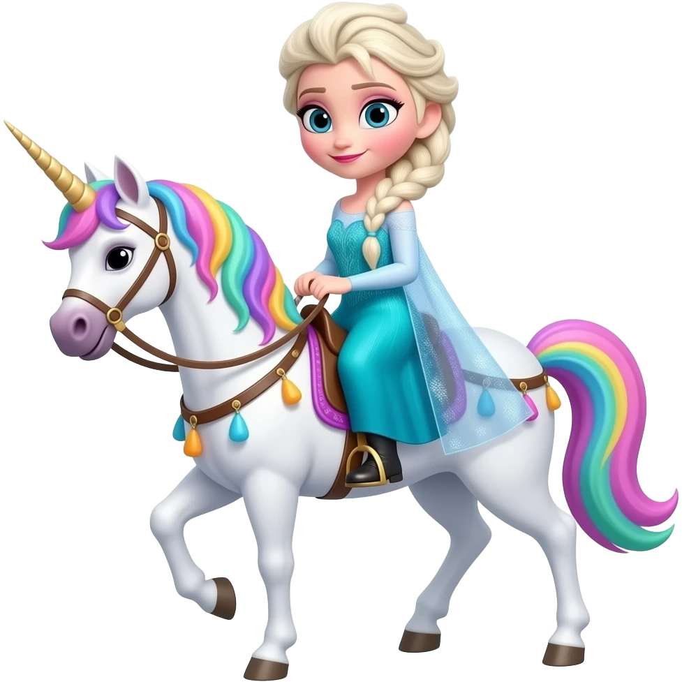 elsa on riding a unicorn emoji