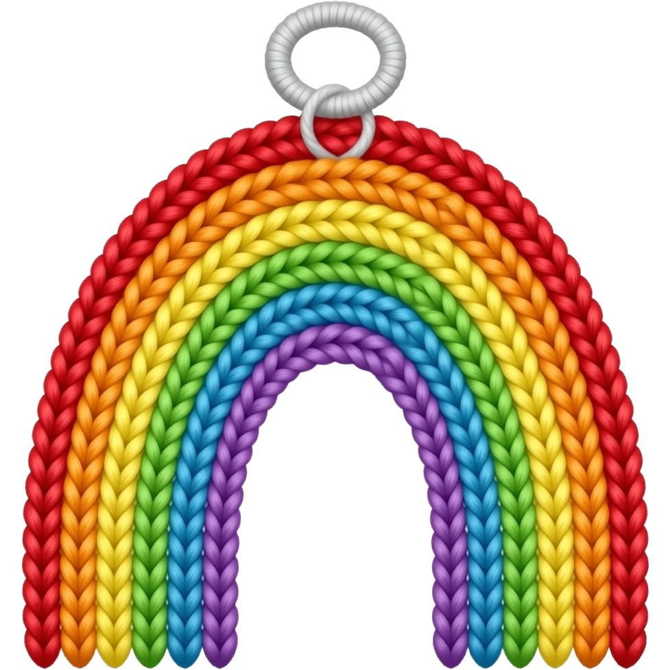 A rainbow stitch dancing emoji