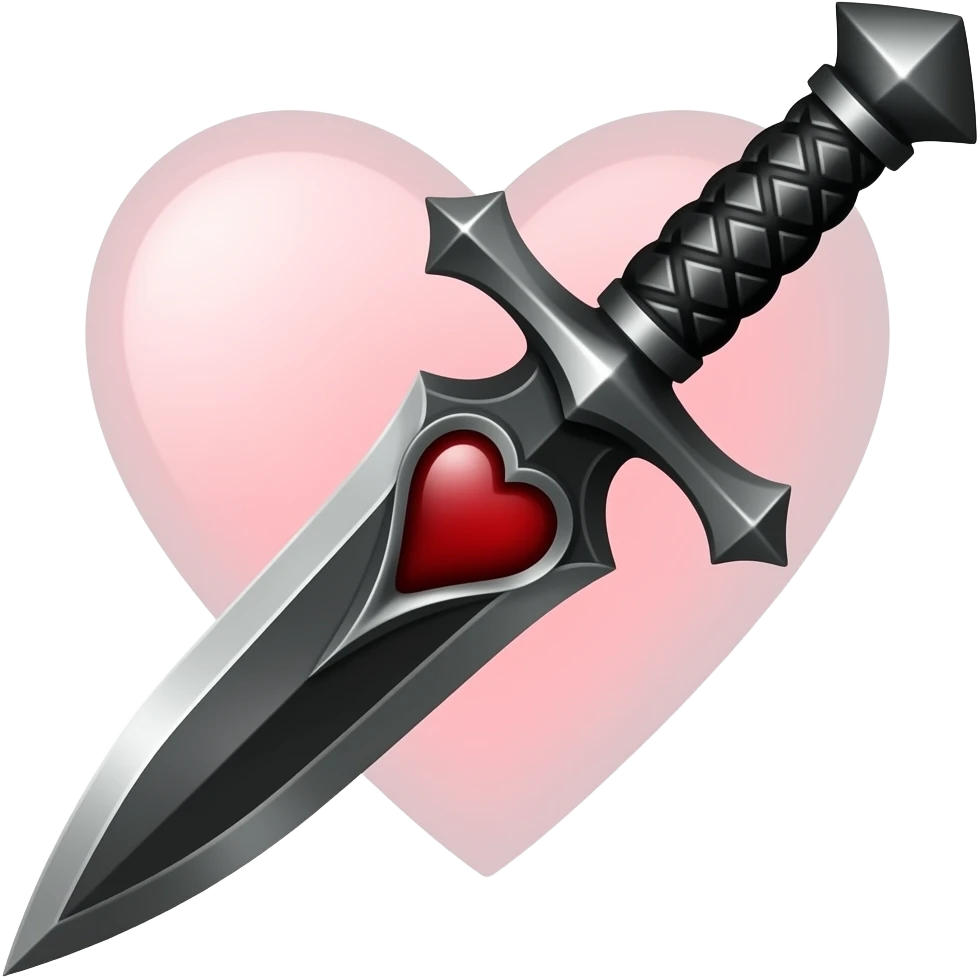 gothic knife with dark red heart at the center emoji