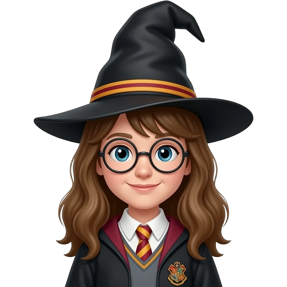 a medium shot of hogwarts wizard with hat. He wears no glasses emoji