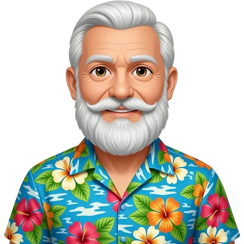 old man with beard in Hawaiian Shirt emoji