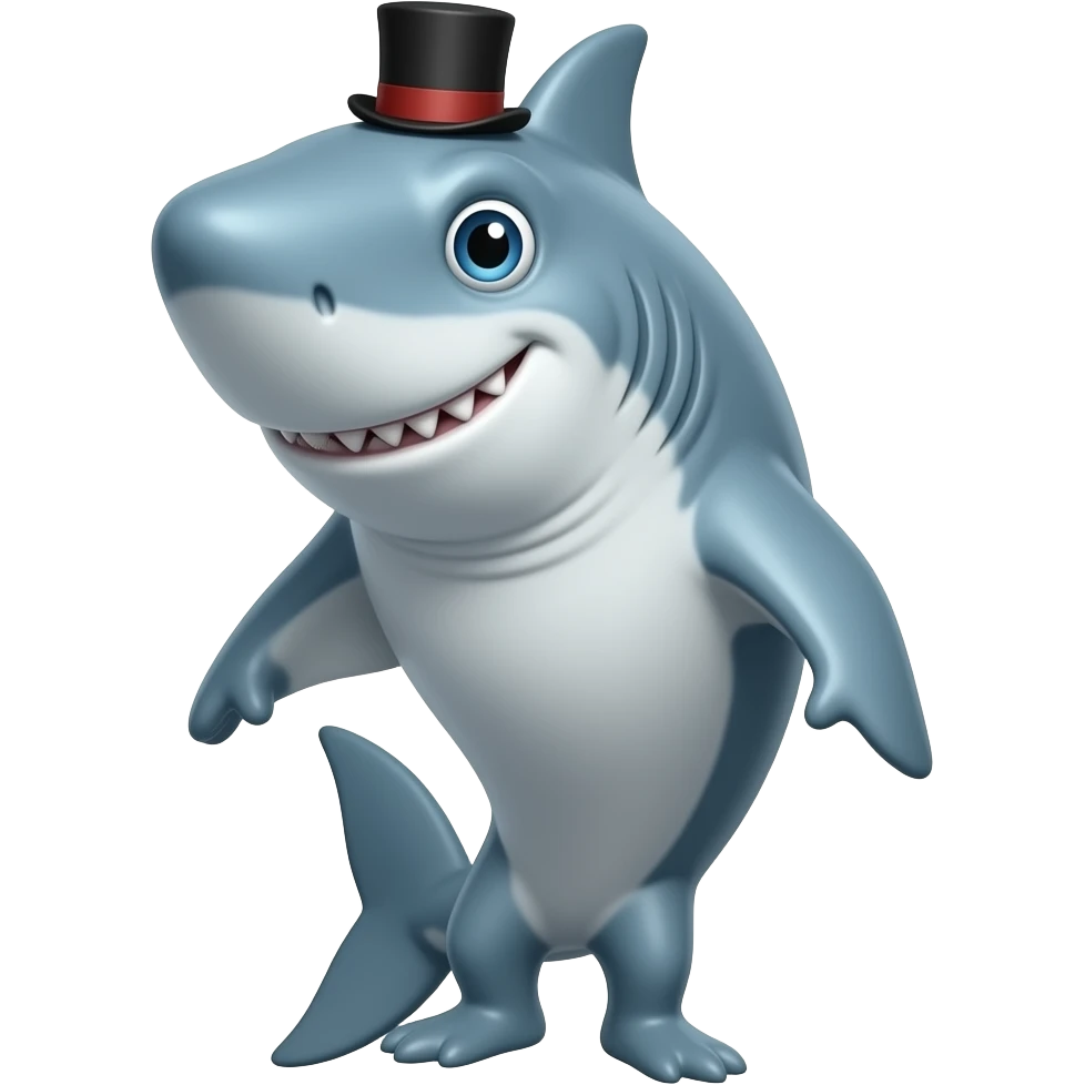 Shark with a top hat emoji