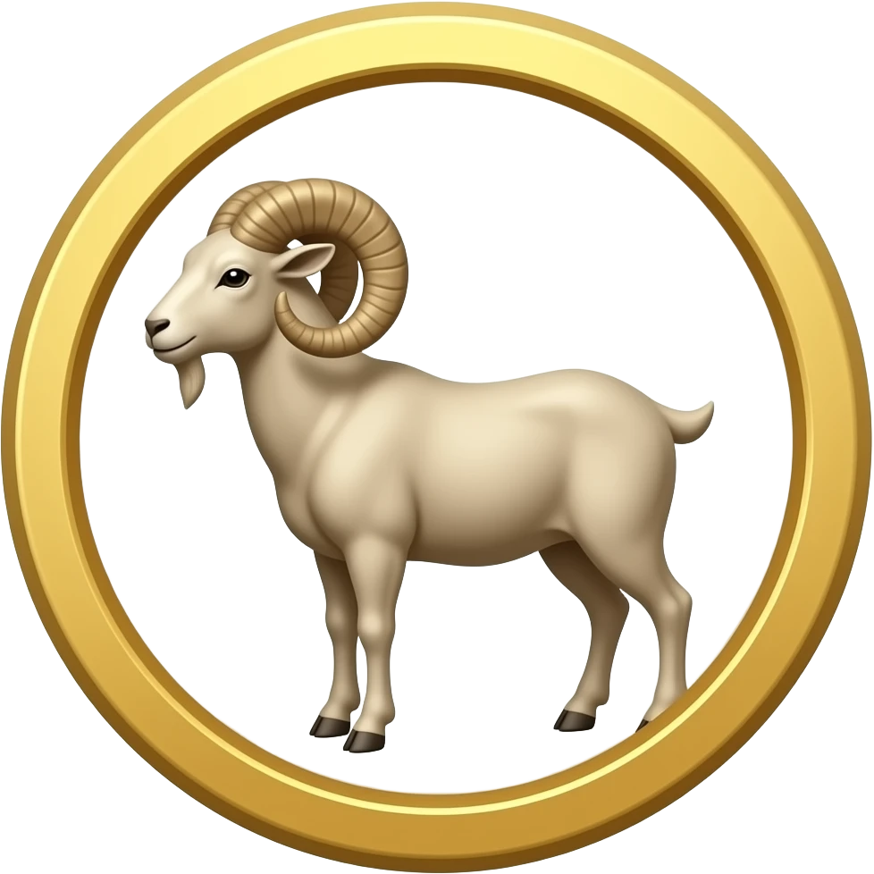 capricorn goat in jewel full gold circle emoji