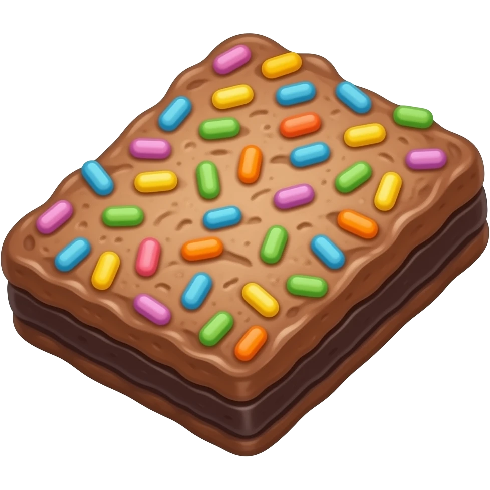 Brownie with pastel rainbow sprinkles on it emoji